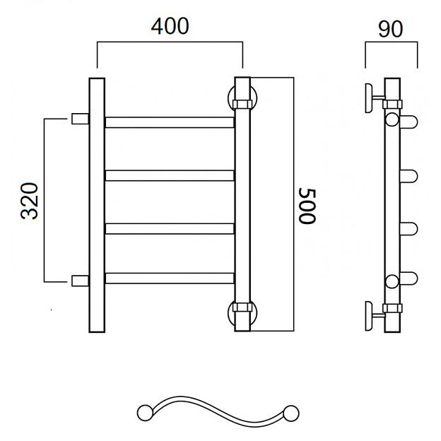 Полотенцесушитель водяной Роснерж Волна L101001 50x40 с боковым подключением 400 фото 2
