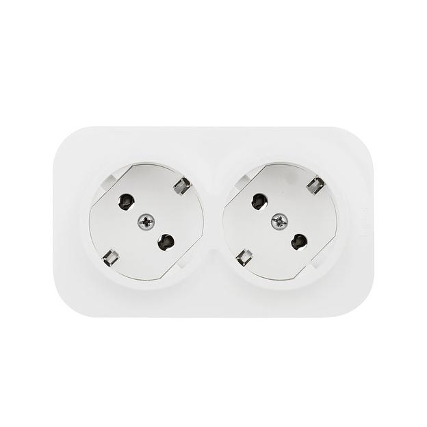 Розеточный блок с предварительным подключением 2 x 2К+З без шторок - 16 A - 250 В~ - Quteo IP 20 - Белый Legrand 782233 фото 1