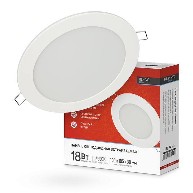 Панель светодиодная встраиваемая круглая RLP-VC 18Вт 230В 6500К 1440Лм 185мм белая IP40 IN HOME фото 1