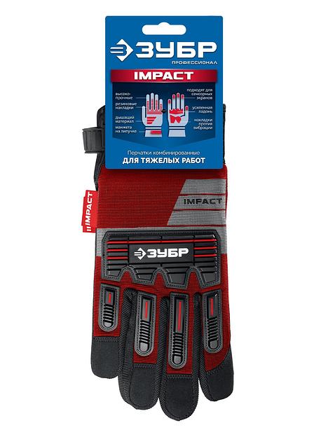 ЗУБР IMPACT р.XL (10), красные, профессиональные комбинированные перчатки, антивибрационные, противоударные, Профессионал (11478-XL) фото 8