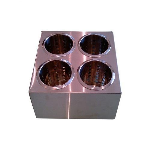 Емкость для столовых приборов 4 стакана 25*25*13 мм. нерж. квадрат /1/ фото 1