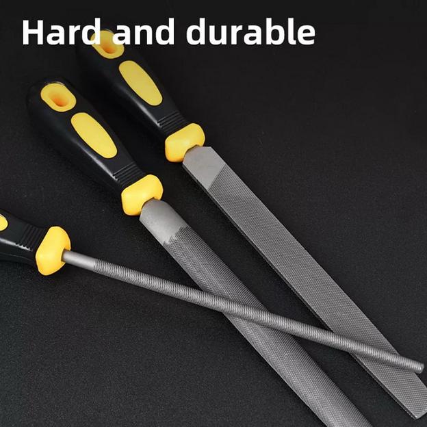 Набор напильников Deli DL352083 3шт инструментальная сталь T12, обрезиненная пластиковая рукоятка фото 4