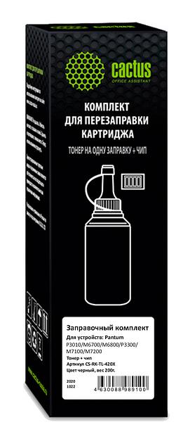 Тонер Cactus CS-RK-TL-420X черный флакон 200гр. (в компл.:чип) для принтера Pantum P3010/M6700/M6800/P3300/M7100/M7200/P3300 фото 1