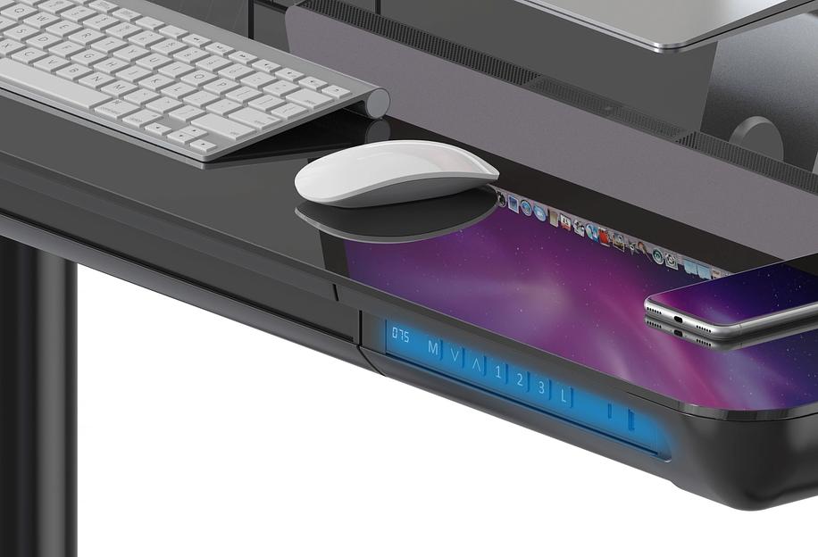 Стол для компьютера Cactus CS-EGD-BK-LED столешница закаленное стекло черный каркас черный фото 6