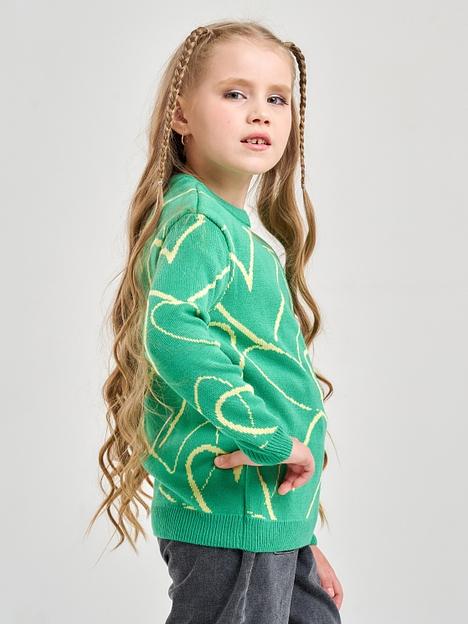 Джемпер «Сердечки» зелёный, для девочек ОПТ фото 5