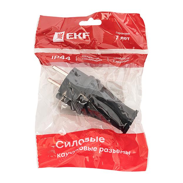 EKF RPS-011-16-230-44 Вилка прямая каучуковая 230В, 2P+PE, 16A, IP44 EKF PROxima фото 2