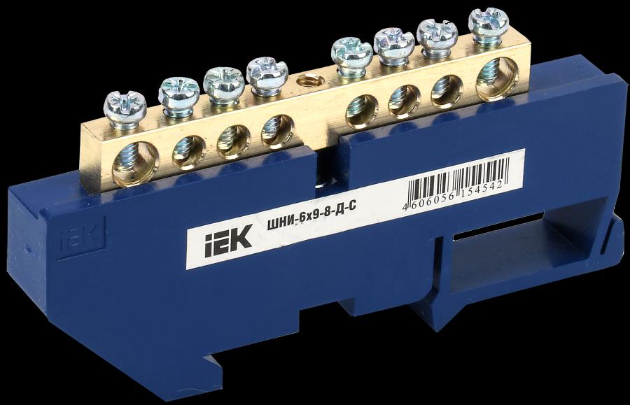 Шина нулевая на DIN-изолятор ШНИ-6х9-8-Д-С фото 1