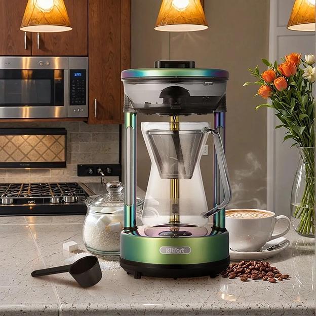 Кофеварка капельная Kitfort КТ-7488 600Вт зеленый фото 7