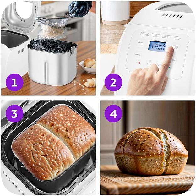 Хлебопечь Kitfort КТ-312 550Вт белый фото 4