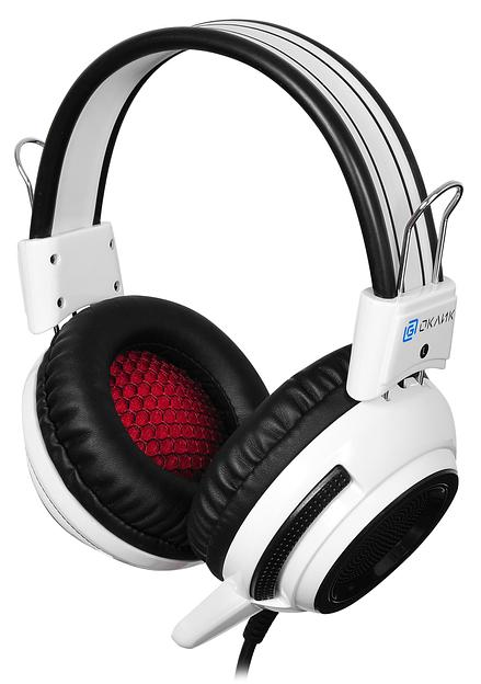 Наушники с микрофоном Оклик HS-G300 ARMAGEDDON белый/черный 2.3м мониторные оголовье (361558) фото 1