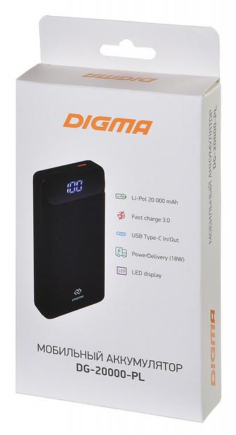 Мобильный аккумулятор Digma Power Delivery DG-20000-PL 20000mAh 3A QC PD 18W 2xUSB черный (DG-20000-PL-BK) фото 7