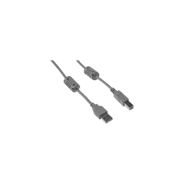 Кабель USB2.0 USB A(m) - USB B(m), ферритовый фильтр, 1.8м, серый фото 1