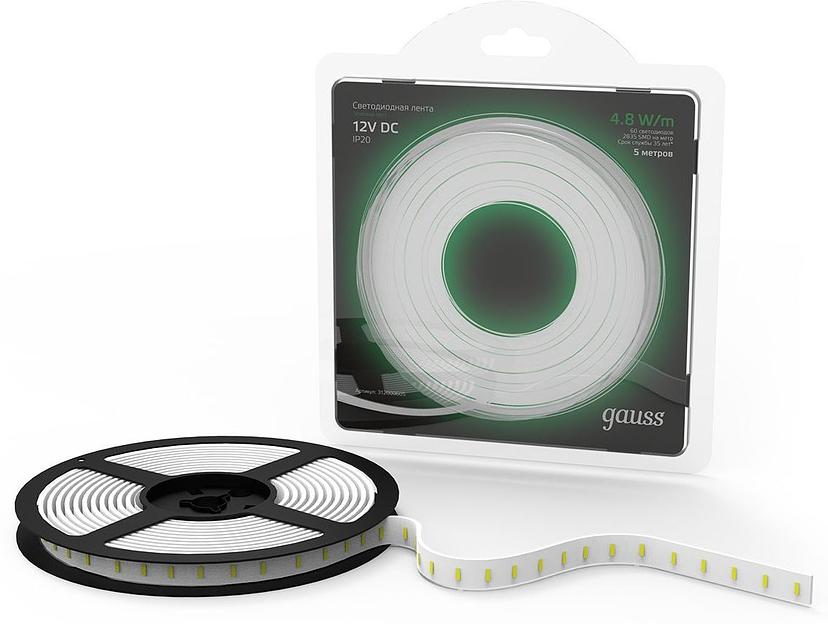 Лента светодиод. Gauss SMD 5м (312000605) фото 3