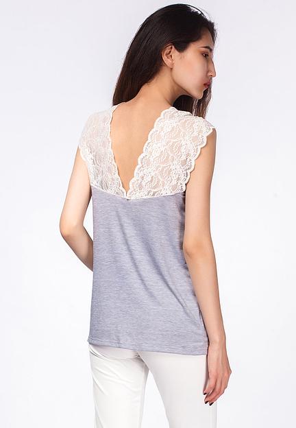 Топ-майка Crystal Travel «Scollo a v pizzo grigio» ОПТ фото 2