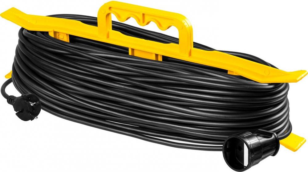 Удлинитель силовой Stayer 55018-50_z01 2x0.75кв.мм 1розет. 50м ПВС 10A пласт.рамка черный фото 1