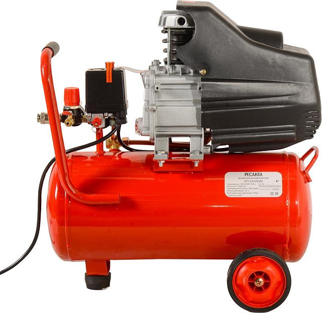 Компрессор поршневой Ресанта КП-24/260М масляный 260л/мин 24л 2000Вт красный/черный фото 2