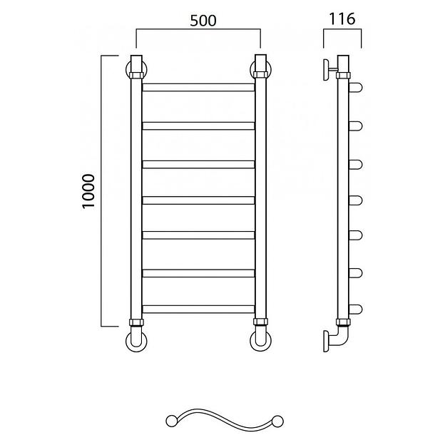 Полотенцесушитель водяной Роснерж Волна L101000 100x50 фото 3