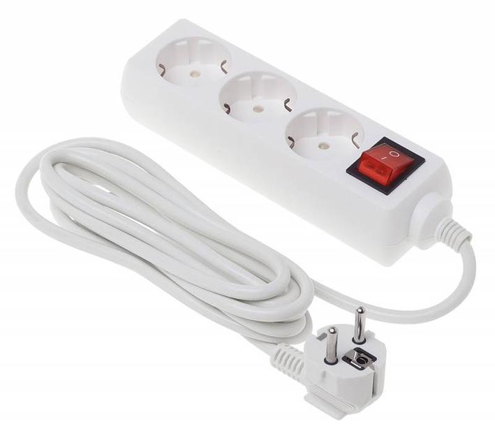 Сетевой удлинитель Buro BU-PS3.3/W 3м (3 розетки) белый (пакет ПЭ) фото 1