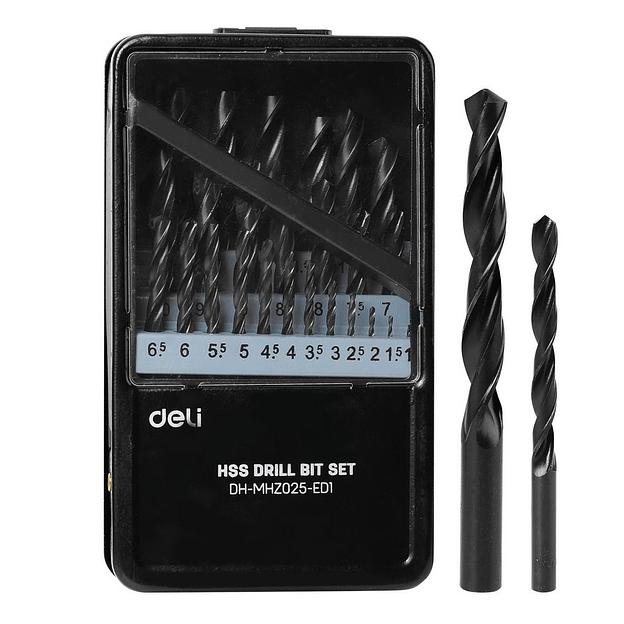 Набор сверл по металлу HSS (1-13мм, 25 шт) Deli DH-MHZ025-ED1 металлический кейс фото 5