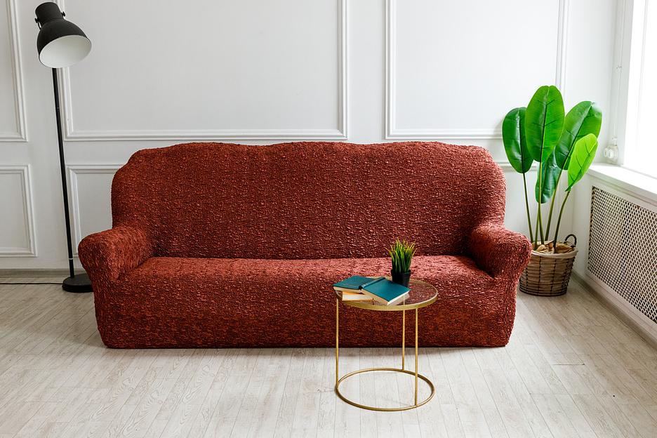 Чехол на трёхместный диван Чехлы&Пледы «Виктория» терракотовый ОПТ фото 1