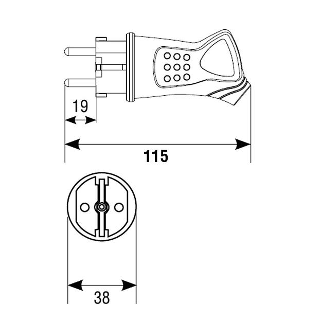 Вилка с ушком c/з каучук 16А 250В IP44 цвет красный (еврослот) фото 4