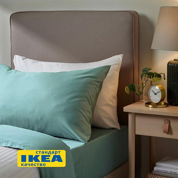 Простыня прямая НАТЕСМИО (ИКЕА НАТТЭСМИН) 240x260, серо-бирюзовый, сатин, лиоцелл KL-50102014 фото 2