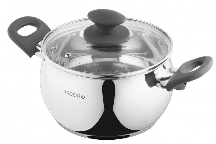 Кастрюля Ardesto Gemini Cremona стеклянная крышка 3.0 л нержавеющая сталь AR4330GA фото 1