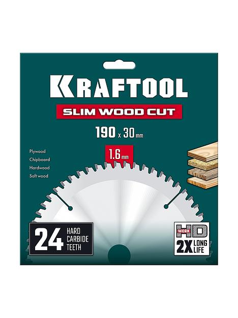 KRAFTOOL Slim wood cut 190 х 30 x 1.6 мм, 24Т, диск пильный по дереву, (36955-190-30-24) фото 3