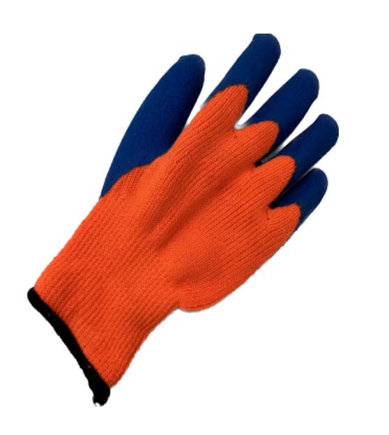 Перчатки зимние с начесом покрыты акрилом оранжевые ОПТ фото 1