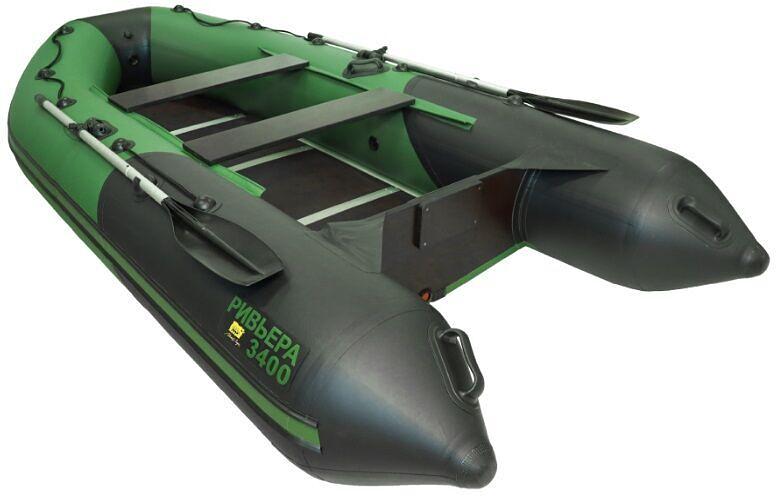Лодка Ривьера 3400 СК Компакт, 3400*1600*460 мм., цвет: зеленый-черный фото 1