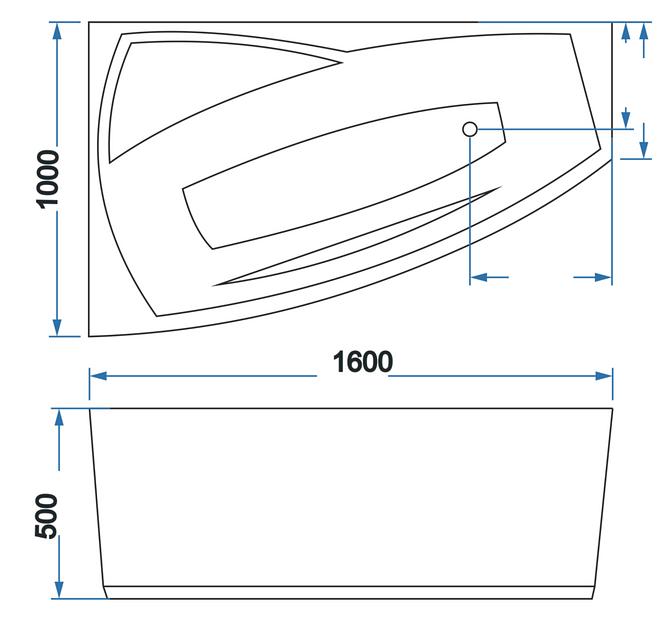 Акриловая ванна «Адриана» F-7016 L/R ОПТ фото 2