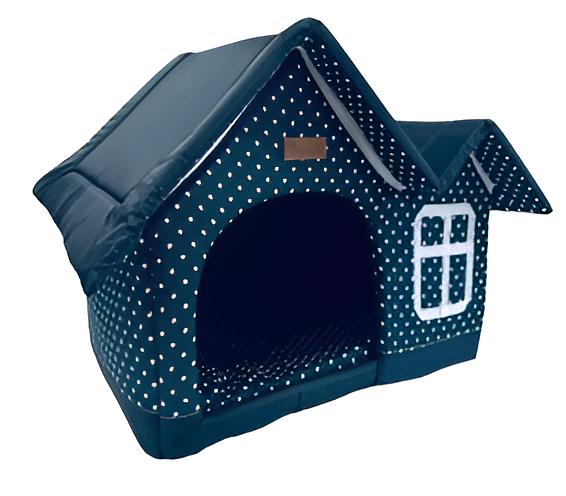 Домик с двойной крышей для кошек «Челси» синий ОПТ фото 1