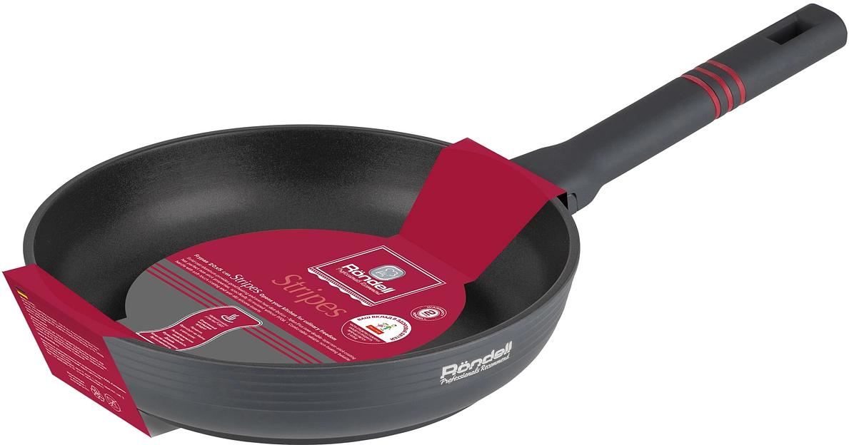 Сковорода Rondell Stripes RDA-1614 круглая 28см покрытие: Xylan Plus ручка несъемная (без крышки) серый фото 1