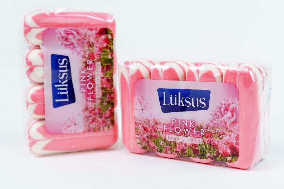 Мыло твёрдое Luksus «Розовый цветок» в экоупаковке 4×90 г, опт фото 2
