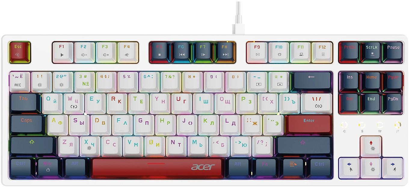Клавиатура Acer OKW305 механическая белый USB for gamer LED (ZL.KBDCC.01W) фото 1