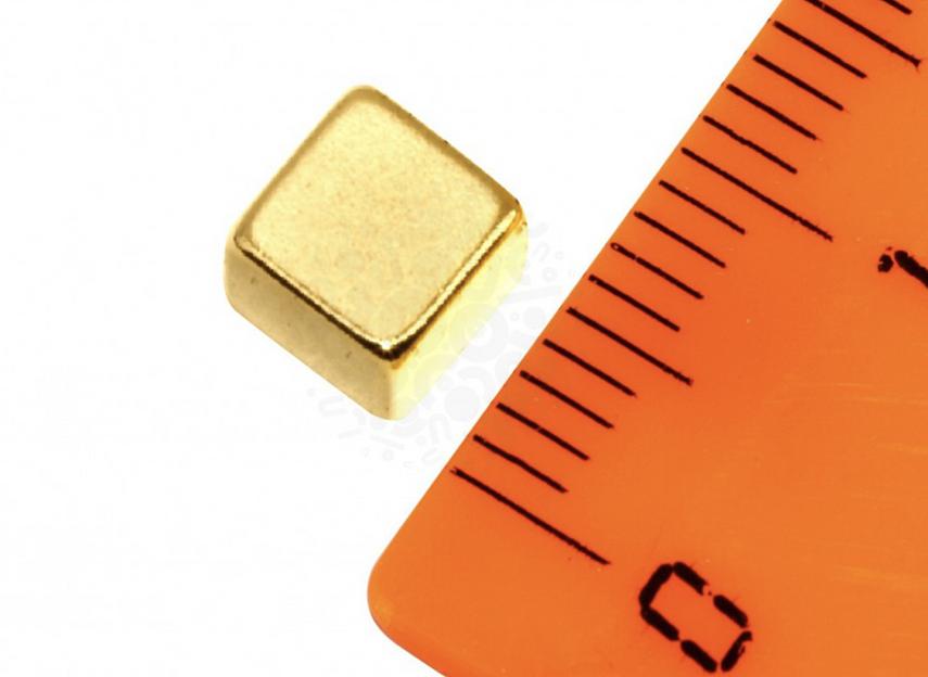 Неодимовый магнит прямоугольник 6х6х6 мм, золотой, опт фото 2