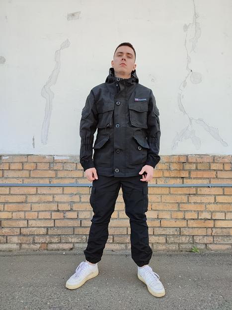 Костюм мужской Горка 8 рип-стоп, чёрный однотонный, лето, опт фото 1