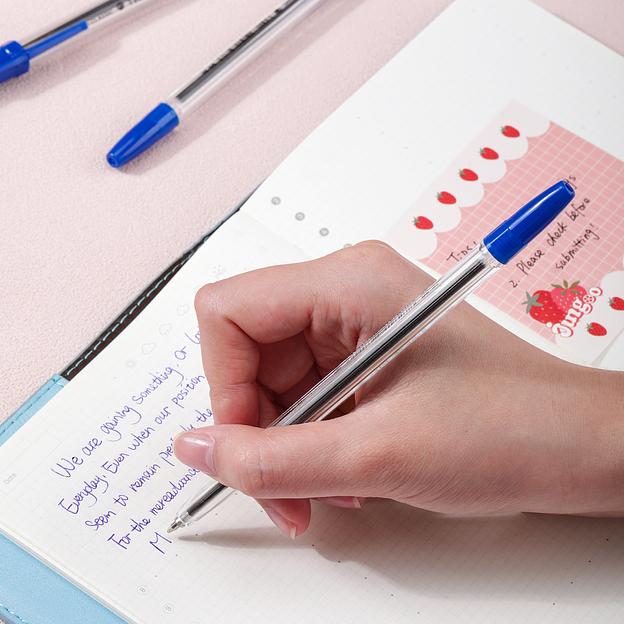 Ручка шариков. Deli P1-Classic EQ6-BL прозрачный d=0.7мм син. черн. фото 5