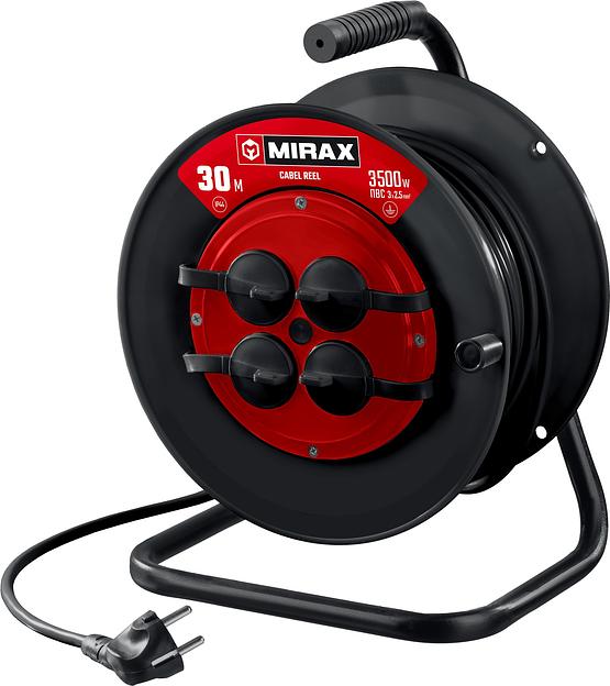MIRAX ПВС, 3 х 2.5 мм2, 30 м, 3500 Вт, IP44, силовой удлинитель на катушке (55051-30) фото 1