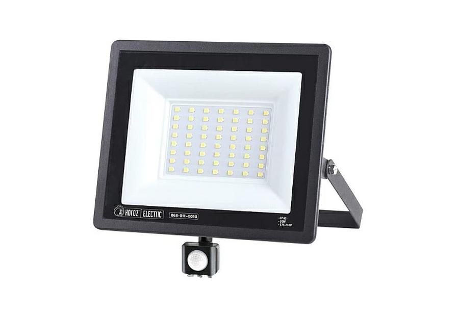 Светодиодный прожектор Horoz Electric с датчиком ASLAN/S-50 068-011-0050 50W чёрный 6400K 175-250V HRZ01001162, опт фото 1