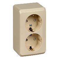 Systeme electric PA16-008K ЭТЮД О/У двойная РОЗЕТКА с заземлением со шторками 16А 250B, КРЕМОВЫЙ, Россия фото 6