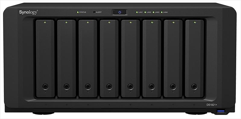 Схд Synology QC2,2GhzCPU/4GbDDR4(upto32)/RAID0,1,10,5,6/upto 8hot plug HDD SATA(3,5' or 2,5')(upto18 with 2xDX517)+ 2 M2 slots/4xUSB3.2/2eSATA/4GigE(+1Expslot)/iSCSI/2xIPcam(upto40)/1xPS/3YW repl DS1819+ (DS1821+) фото 1
