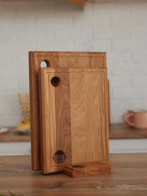 Набор из двух разделочных деревянных досок на подставке Woodlin «Рино» ОПТ фото 1
