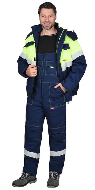 Костюм «Сириус-Навигатор» зимний куртка и полукомбинезон, темно-синий с лимонным ОПТ фото 2