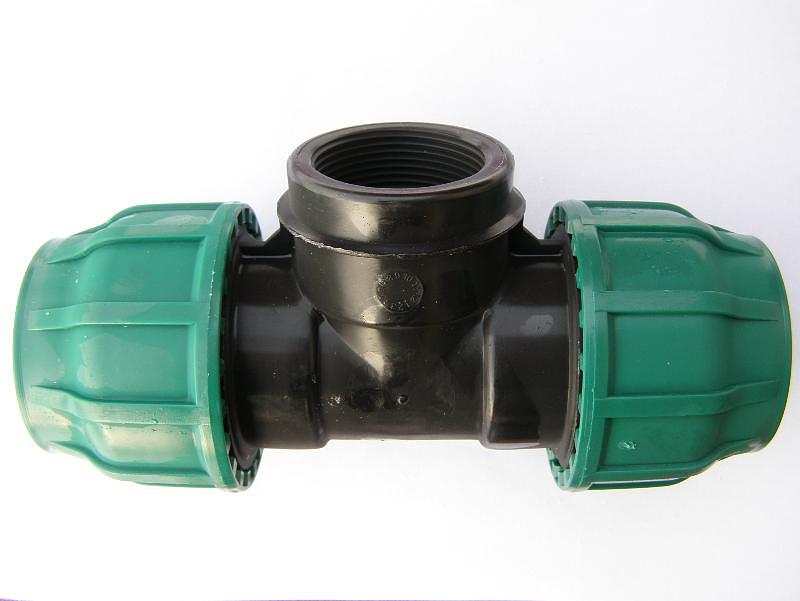 Тройник ПНД 50x2x50 с внутренней резьбой компрессион. фото 1