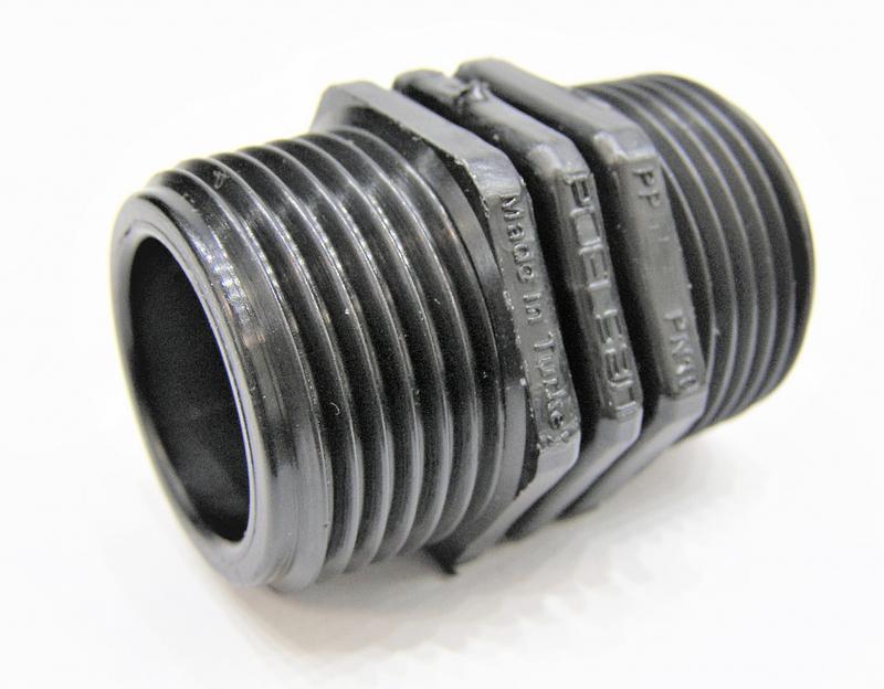 Ниппель ПНД 1 1/2x1 1/2 с наружной резьбой фото 1