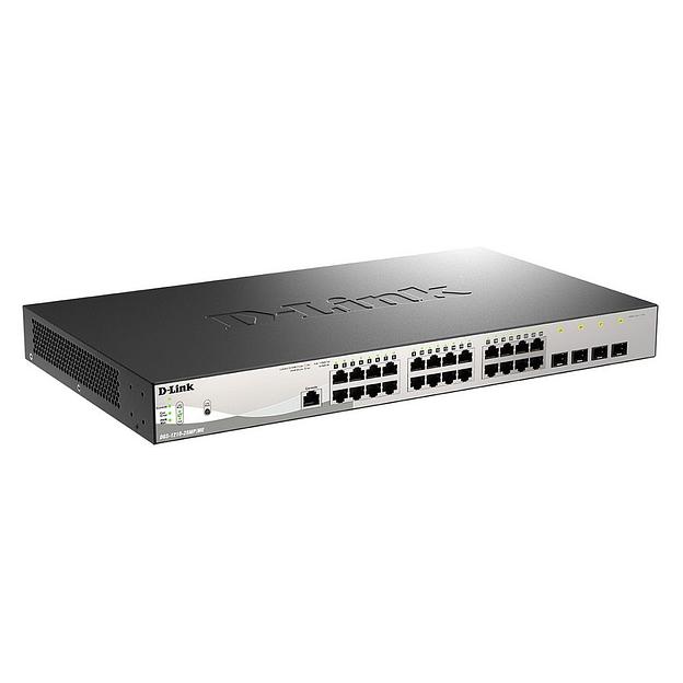 Коммутатор D-Link DGS-1210-28MP/ME/B2A, PROJ L2 Managed Switch with 24 10/100/1000Base-T ports and 4 1000Base-X SFP ports (24 PoE ports 802.3af/802.3at (30 W), PoE Budget 370 W).16K Mac address, 802.3x Flow Co (DGS-1210-28MP/ME/B2A) фото 1