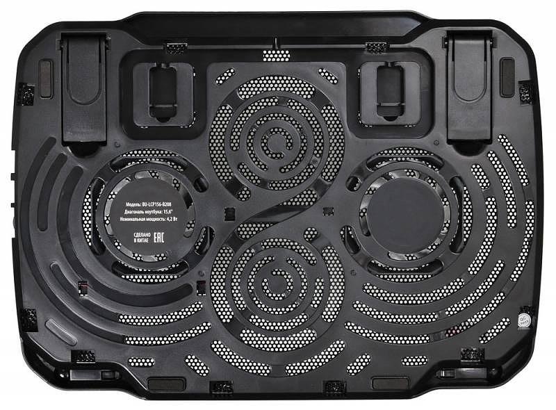 Подставка для ноутбука Buro BU-LCP156-B208 15.6"355x260x21мм 2xUSB 2x 80ммFAN 560г металлическая сетка/пластик черный фото 2