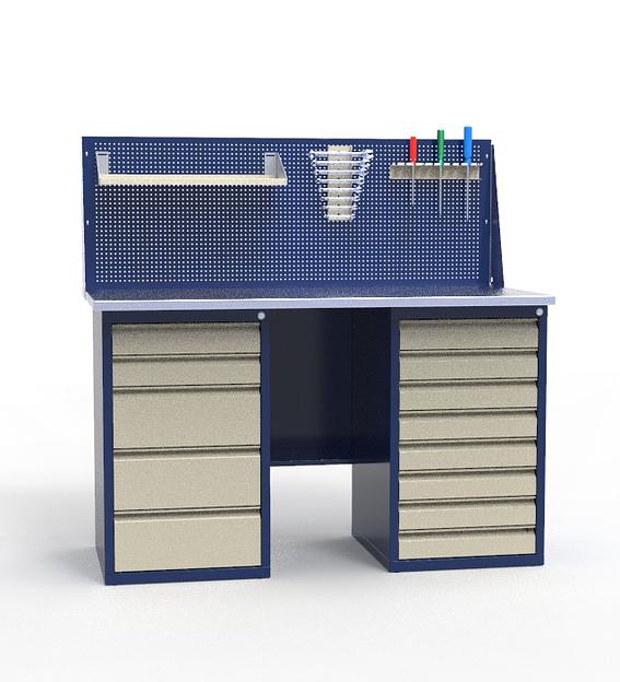 Верстак СВ-2Т.05.08.14_сб9 железный стол для слесарных работ фото 1