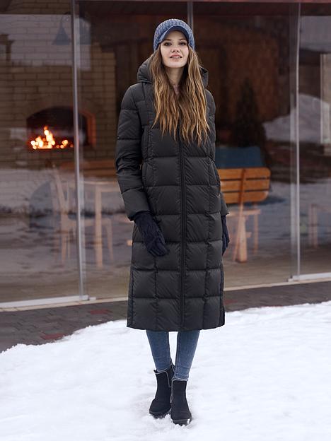Пуховик женской удлиненный женский Катания, черный, опт фото 3